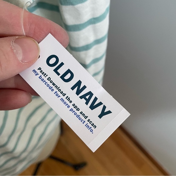 Old Navy Cropped Loose Mariner-Stripe Long-Sleeve Henley Tee- Jade- Size XXL-NWT - Picture 8 of 10